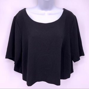 Torrid Black Short Sleeve Cropped Bow Back Top Size 1